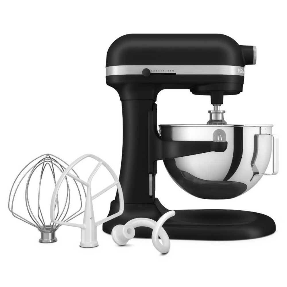 Black Kitchen aid stand mixer 5.5 quart bowl.